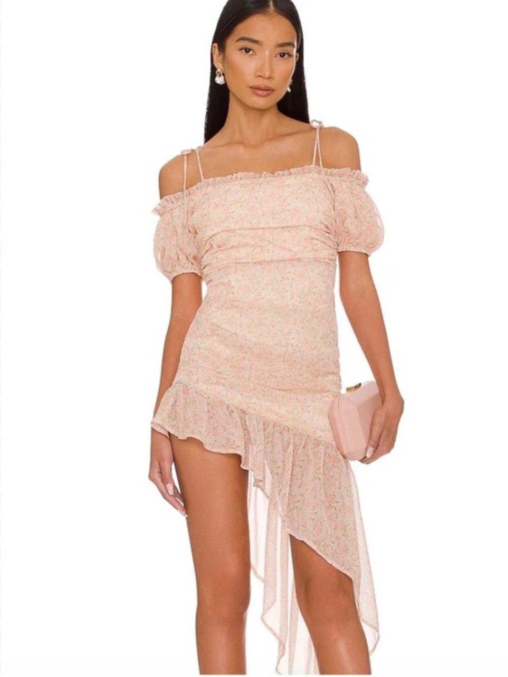 Majorelle Floral Mini Dress Puff Sleeve Ruffle Hem Revolve Cottagecore